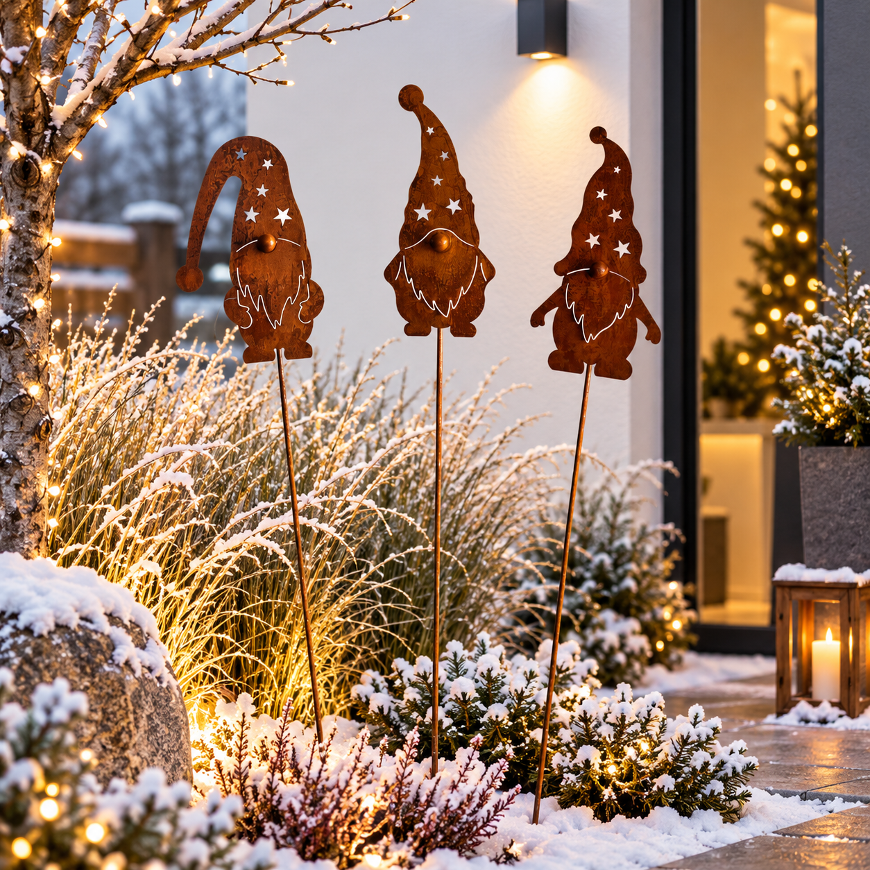 Weihnachtsdeko aus Metall & Rost für den Garten