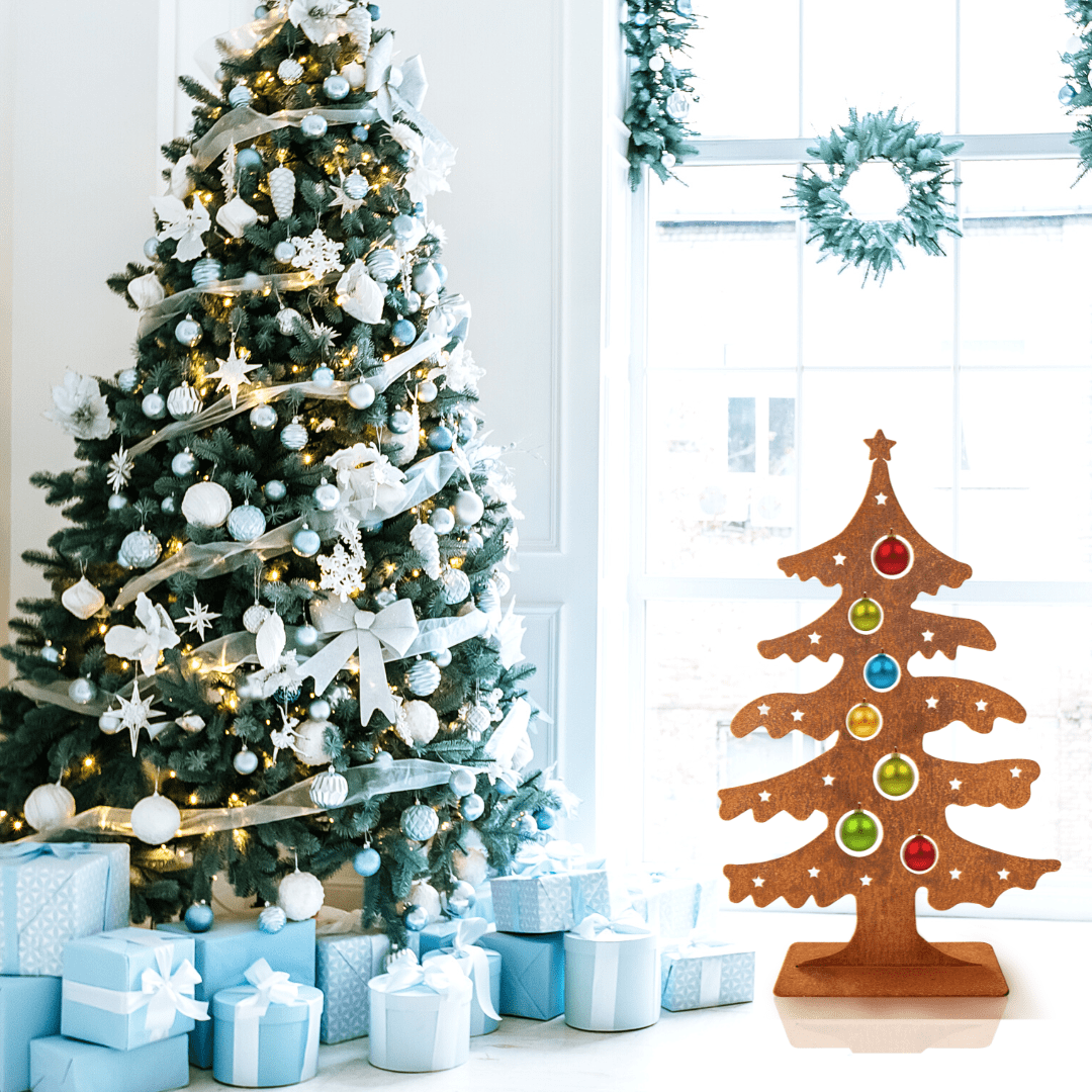 Weihnachtsbaum Metall Rost für Kugeln 74 cm