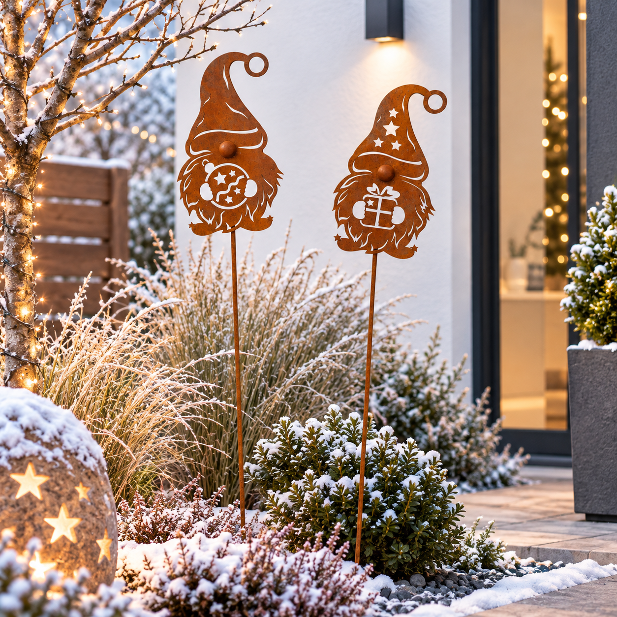 Weihnachtsdeko aus Metall & Rost für den Garten